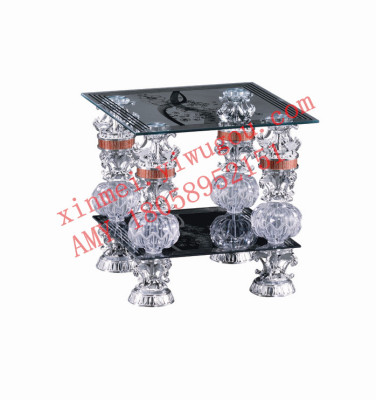 Factory direct glass crystal leg tea table aluminum glass table, glass TV stand