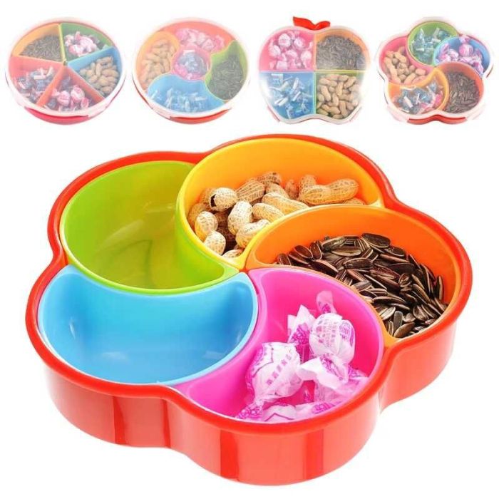 创意时尚密封带盖分格塑料糖果盒 欧式干果盘瓜果盘干果盒详情1