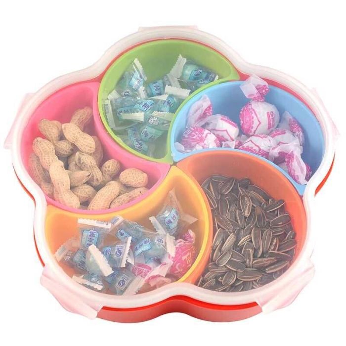 创意时尚密封带盖分格塑料糖果盒 欧式干果盘瓜果盘干果盒详情2