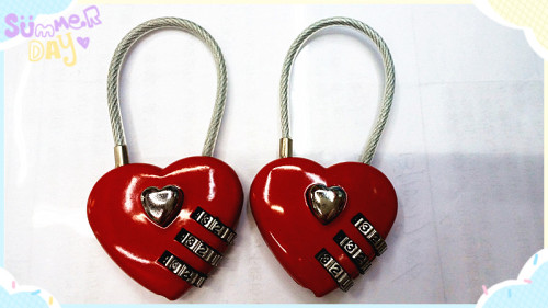2019 Cartoon Password Lock， Wire Lock， Love Heart Shape