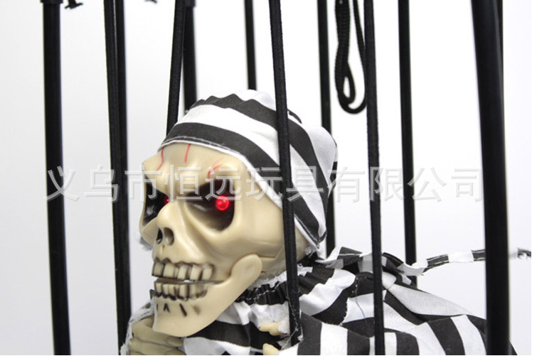 感应发声骷髅鬼 笼中鬼 牢笼鬼 监狱鬼 整人玩具