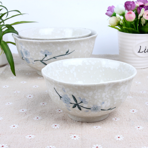 Korean-Style Snowflake Glaze 4.5-Inch Corner Bowl Activity Gift High-End Tableware Wholesale