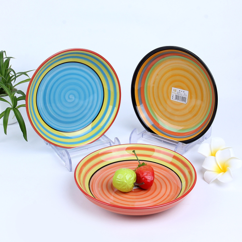 Hand Painted Health Porcelain Rainbow Fruit Plate 6.5/7/8 Inch Ceramic Plate Tableware Wholesale
