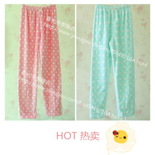 autumn and winter couple flannel home pants thick warm pocket coral fleece printed pajama pants