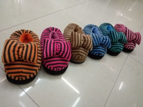 Popular Simple Slippers Home Slippers Striped All-Inclusive Home Shoes Warm Cotton Shoes