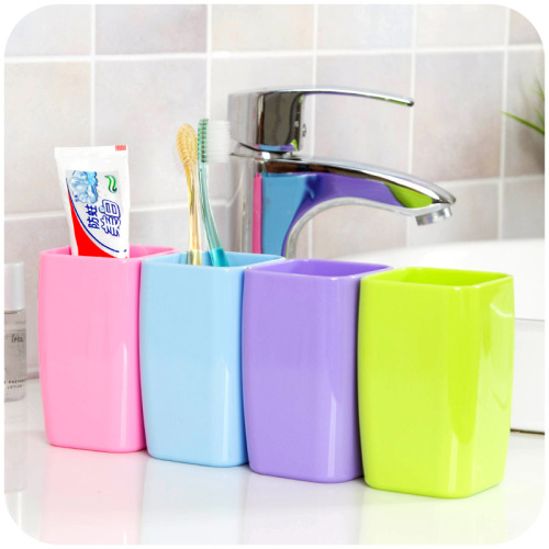 Colorful Travel Portable Water Cup Toothbrush Cup Plastic Tooth Mug Thickened Square Cup