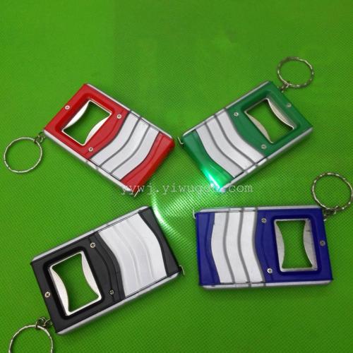 supply rectangular tape with bottle opener led keychain creative multi-functional small gift pendant