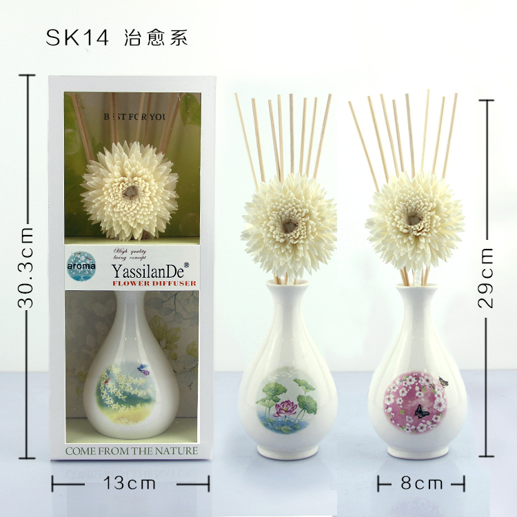 SK14治愈系 高档陶瓷 50ml挥发液 手工干花藤条挥发