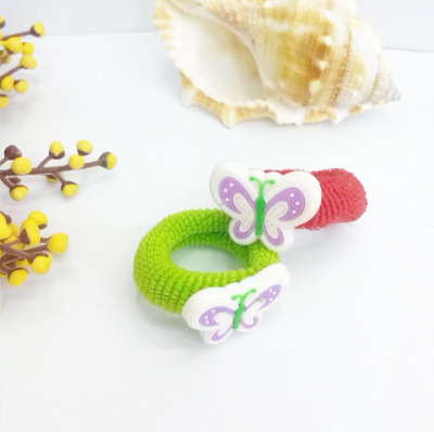 Popular PVC soft toys children hair accessories mix multicolor towel ring