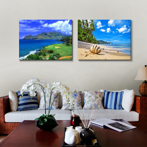 landscape decorative painting living room hanging decoration bedroom ice crystal frameless painting oil painting marine maldives