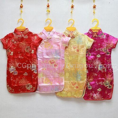 summer children‘s clothing longevity chrysanthemum diagonal children‘s cheongsam dress traditional cute tang suit children‘s clothing