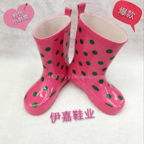 european and american pink hedgehog natural environmental protection rubber children cartoon rain boots