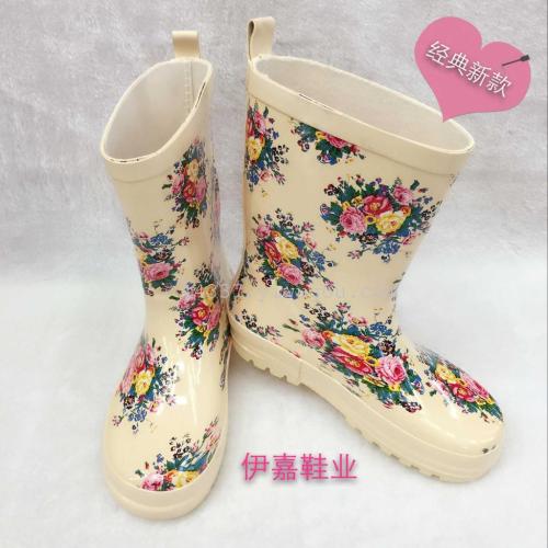 hemu rain european and american fashion new foreign trade classic peony rubber children‘s rain boots