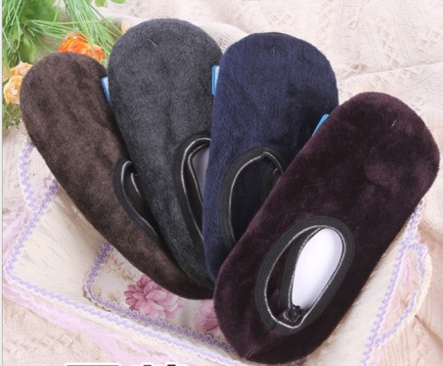 men‘s plus size plus velvet room socks adult non-slip thickened foot sock boat socks dispensing socks