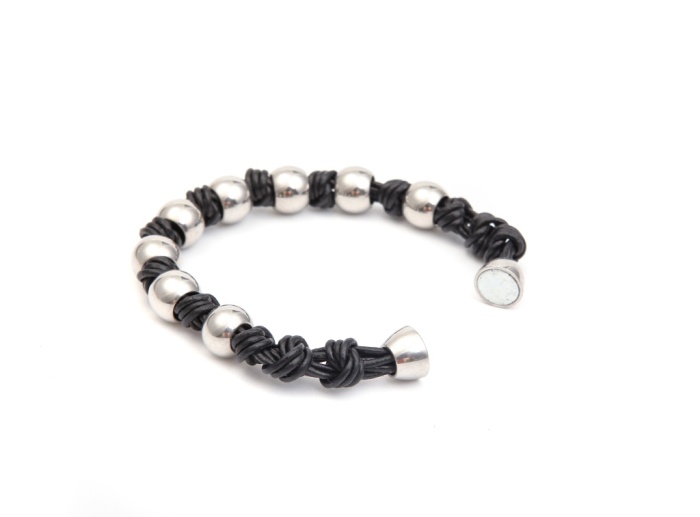 男士流行潮牌手链男款磁性圆球编织316不锈钢