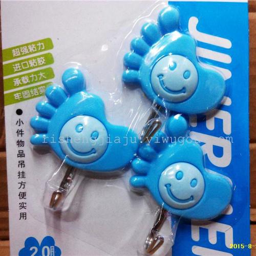 strong palm foot sticky hook cute smiley face adhesive hook rs-5668