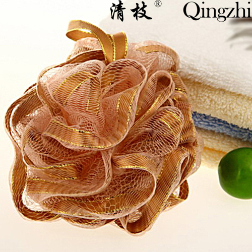 [Qing Zhi] Mesh Sponge High-End Mesh Sponge Sets of Double Gold Ribbon Loofah Large Size Shower Net Ball Customization