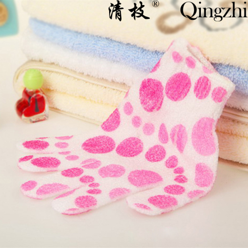 [Clear Branch] Bath Towel Fingerless Bath Gloves Printed Bath Towel Soft Nylon Frosted Bath Towel