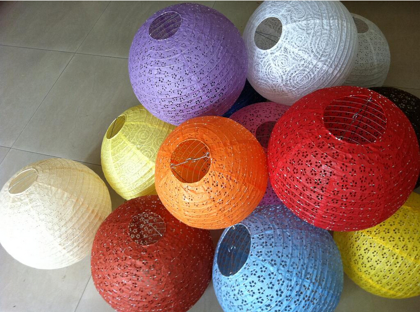 16寸外贸镂空纸灯笼圣诞春节装饰灯罩结婚喜庆浪漫吊灯笼/手提