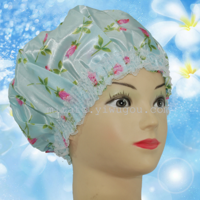 Factory direct supply for the supply of printed satin lace shower cap