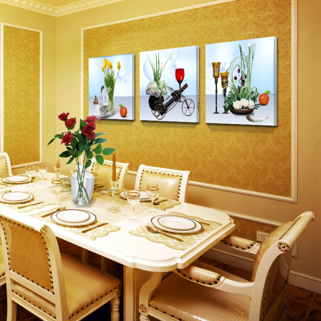2023新中式风格家庭餐厅背景墙画装修效果图_装信通网效果图
