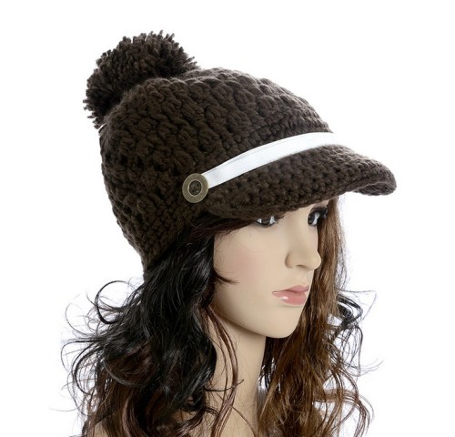 women‘s hat warm ear protection duck tongue knitted earflaps wool hat
