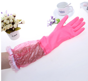 New Korean Style Pink Dishwashing Oil-Proof Anti-Fouling Durable Wear-Resistant Gloves Laundry Household Gloves Latex Rubber Gloves