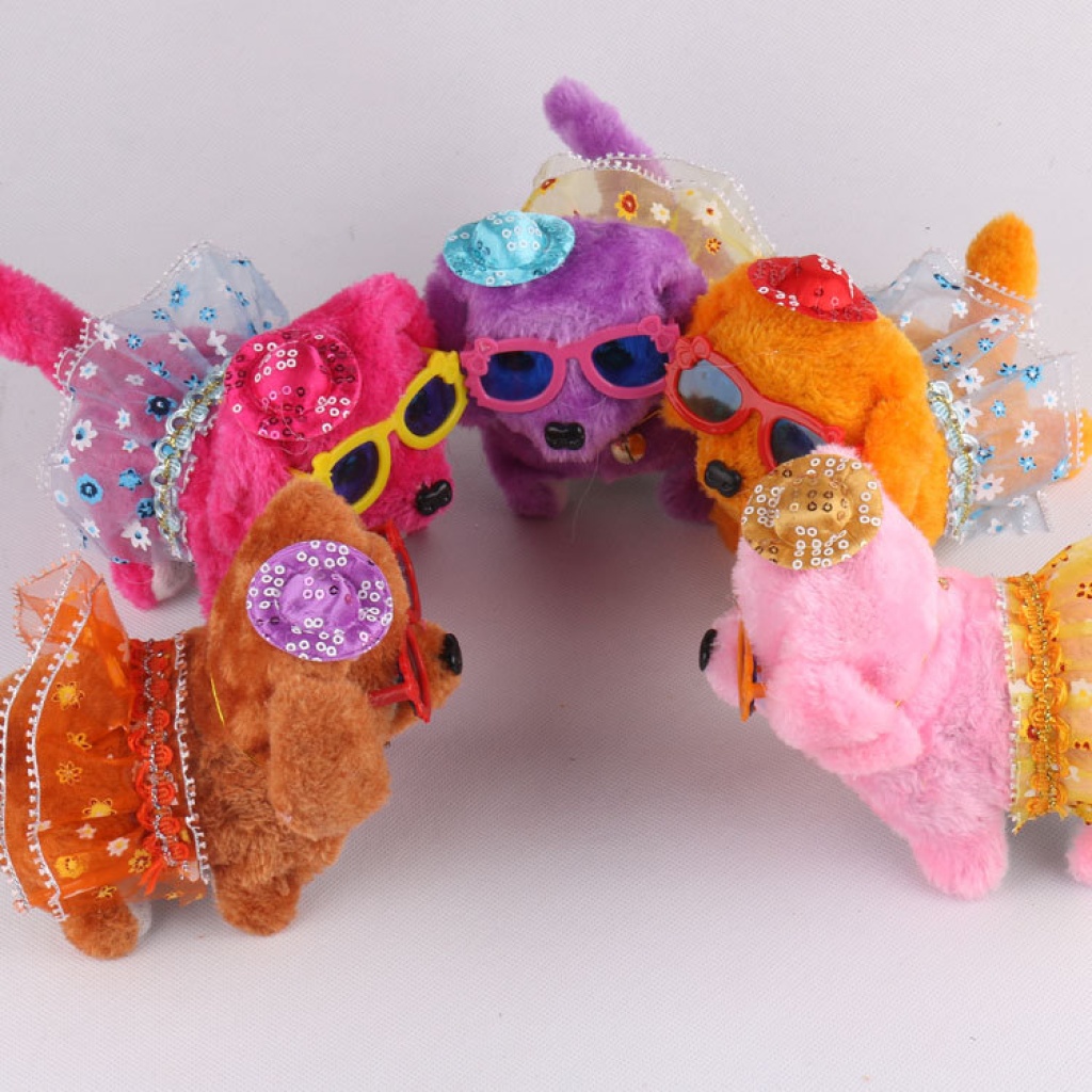 电动婚纱狗 毛绒狗 儿童热卖玩具 前进倒退眼镜小狗混批发