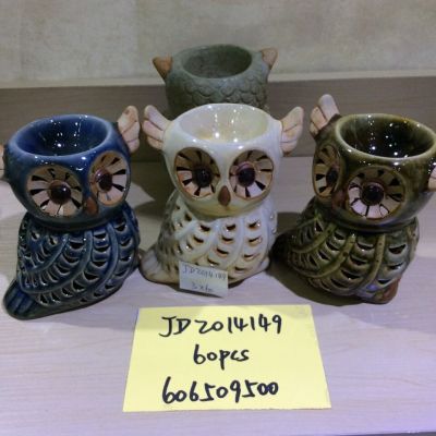 JD2014149 ceramic owl Candle Incense Burner