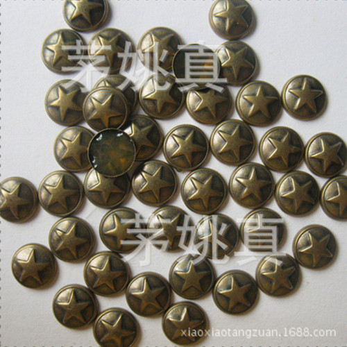 round five-pointed star copper hot drilling bronze gun color copper hot sheet 8mm round printing