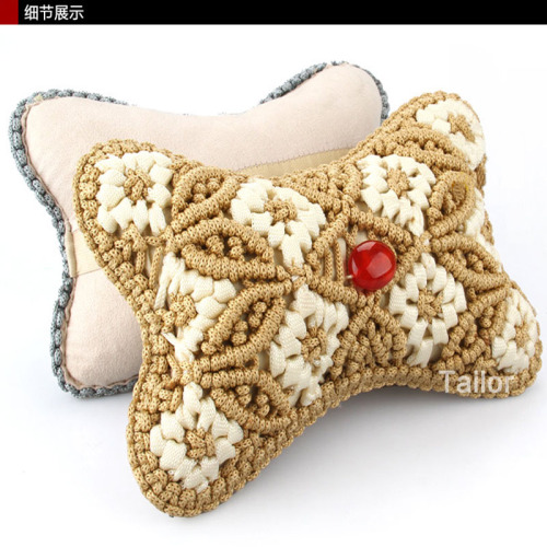 Hand Knitted Automotive Headrest Neck Pillow four Seasons Universal Ice Silk Pillow Pillow 