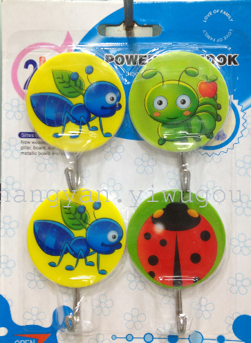 changyan printed plastic 4 cartoon hook sticky hook 401 new card round insect bearing 2kg
