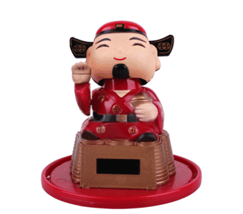 太阳能汽车用摆件小财神爷招财公仔摇头车饰