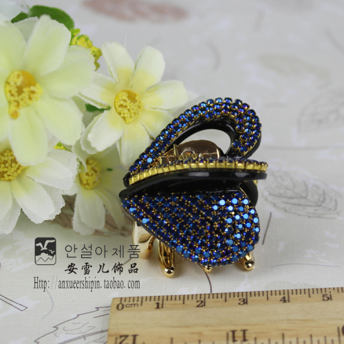 korean hot gold-plated diamond-embedded medium claw clip gorgeous multi-color
