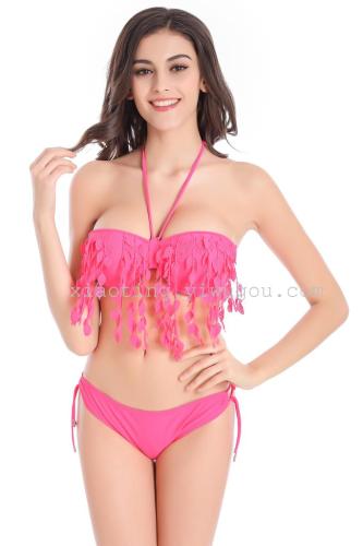 bikini foreign trade european and american new sexy tassel women‘s split swimsuit nylon quality factory direct sales
