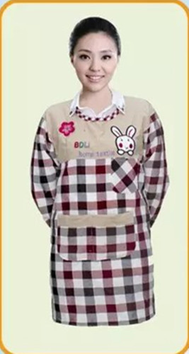 Women‘s Cotton Stitching Overclothes Cartoon Apron Korean Pullover Shirt Overclothes Bib