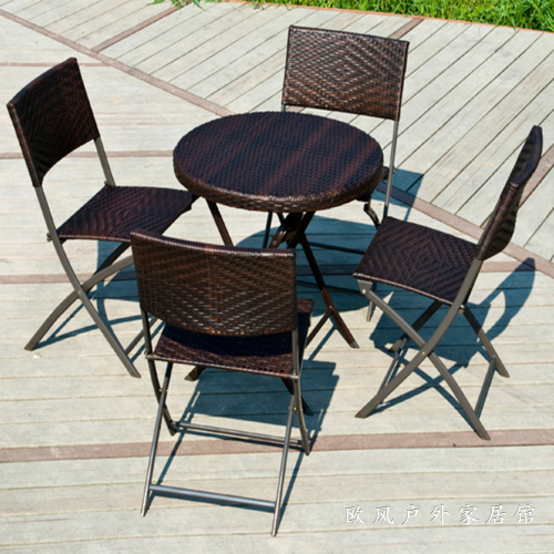 Outdoor Desk-Chair Leisure Furniture Garden Balcony Courtyard Table and Chair Rattan Chair Outdoor Leisure Rattan Chair Combination Folding Chair