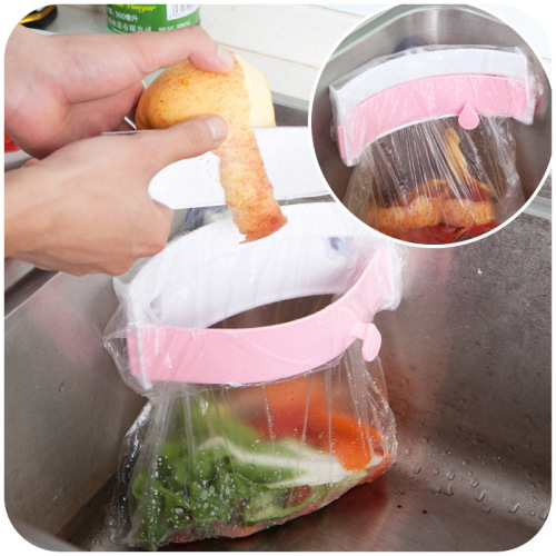Kitchen Powerful Three-Suction Cup Sink Garbage Bag Rack Clip-on Deodorant Garbage Bag Rack