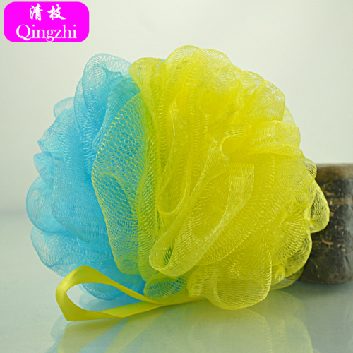[Qing Zhi] Mesh Sponge New Loofah Dual-Color Patchwork Mesh Sponge High-End Ribbon Lanyard Large Facial Cleanser