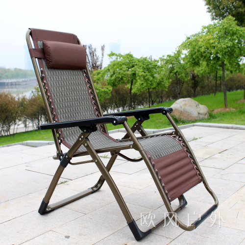 folding recliner lazy nap chair elderly lunch break chair leisure beach chair thickened bold steel pipe
