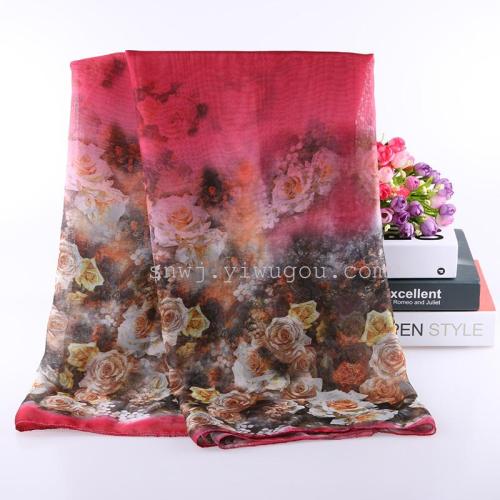 New Scarf Chinese Style Scarf Color Matching Emulation Silk Scarf Wholesale