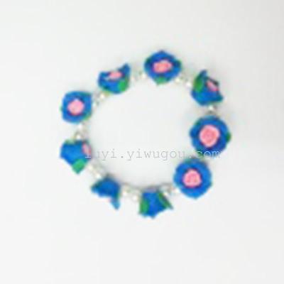 Pure hand dual color soft ceramic flower bracelet DIY national wind Bracelet