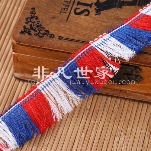 Red， Blue and White Three-Color Fringe Yiwu Lace Wholesale
