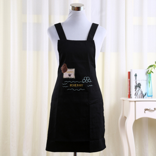 Stall Bear Embroidered Cotton Cloth Apron Work Apron Home Apron