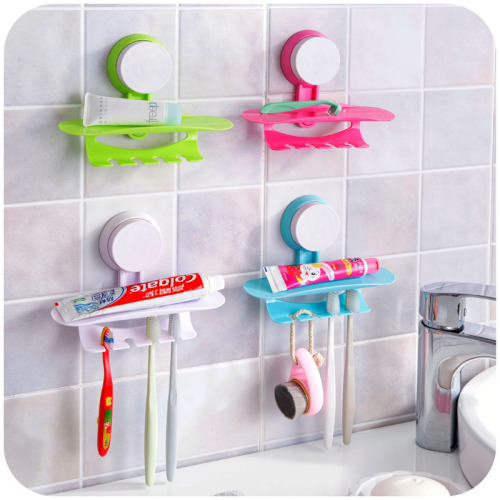 Strong Suction Cup 4-Hole Toothbrush Holder Toothpaste Holder Tooth-Cleaners Storage Family Combination Set