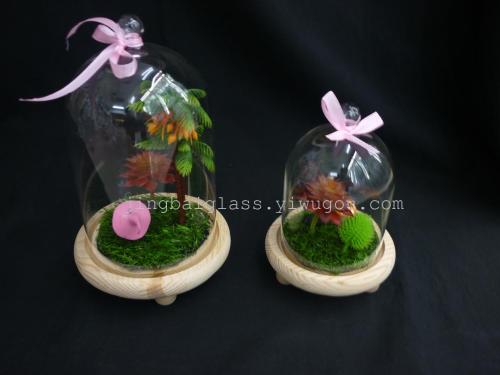 glass micro landscape cover， eternal flower cover， home decoration， glass cover， glass dust cover