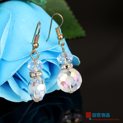 Korean super all-match crystal with diamond earrings easy female accessories