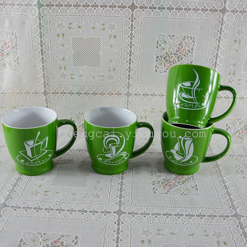 陶瓷杯 咖啡杯 广告促销杯 绿釉杯