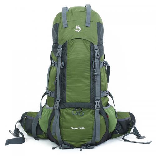 Sled Dog Hiking Backpack Camping Backpack Hiking Bag Rainproof Tear Resistant Nylon 75 + 10L Large Capacity Hiking Backpack