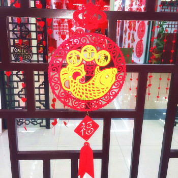 [毛毡绒布中国结挂件 新年挂饰 喜庆福字喜字小号] 毛毡绒布中国结挂件 新年挂饰 喜庆福字喜字小号